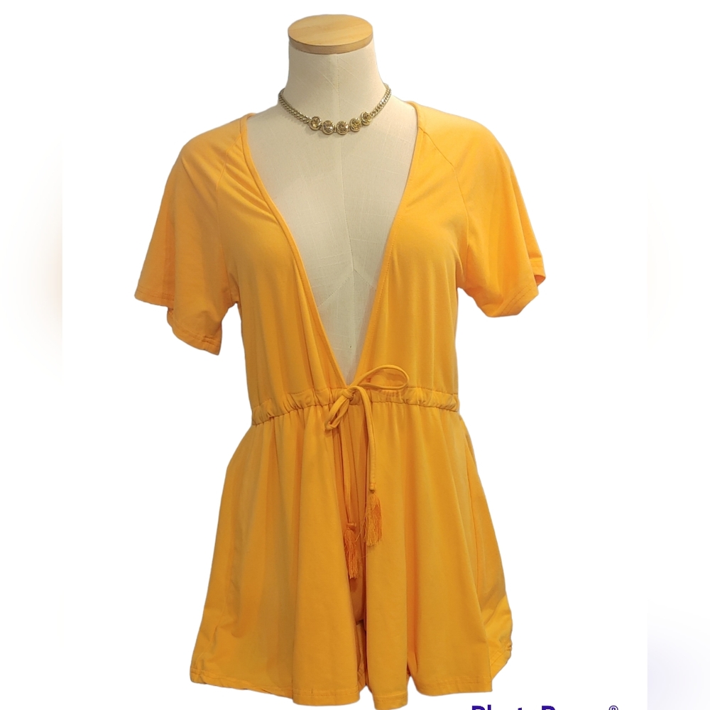 🧡Deep V-Neck Orange Romper 🧡